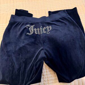 Juicy Couture Velour Pants Navy Blue Size XL Like New